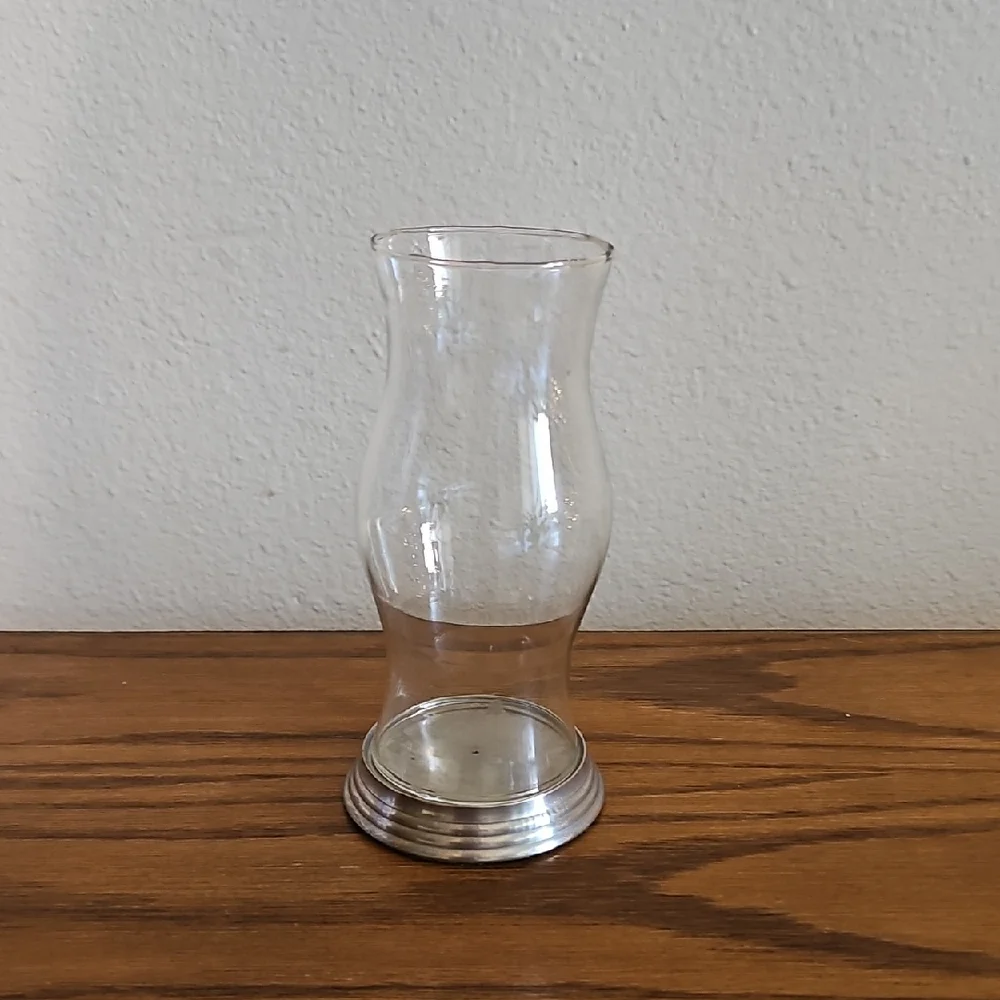 Restoration Hardware Glass Hurricane On Silver Pedestal Candle Holder